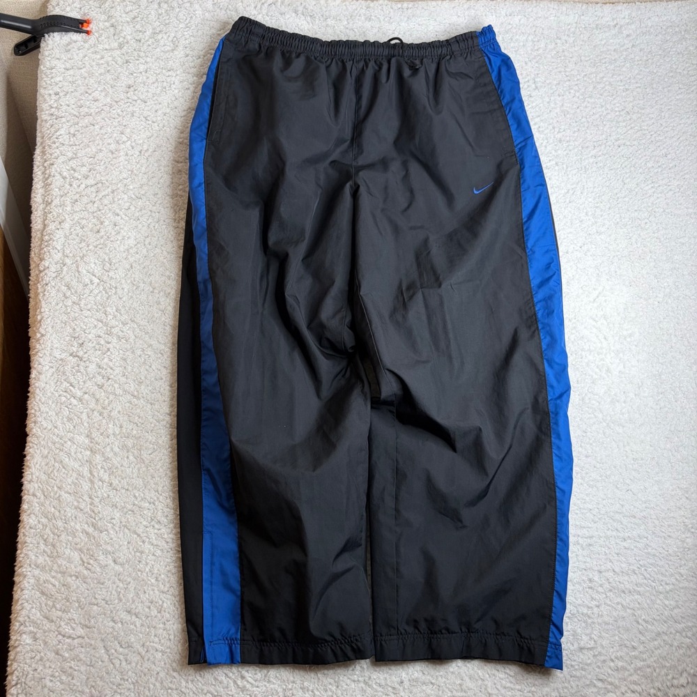 Nike Vintage Y2K Windbreaker Track Pants Men XL Black Blue Baggy Mesh Lining